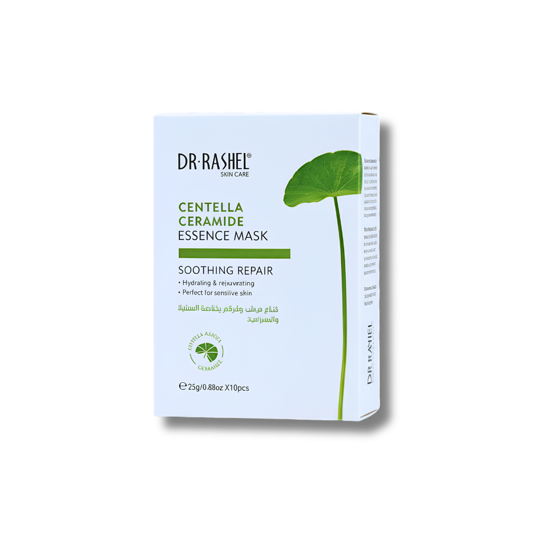 Caja de 10 mascarillas de tela DR RASHEL con centella y ceramidas