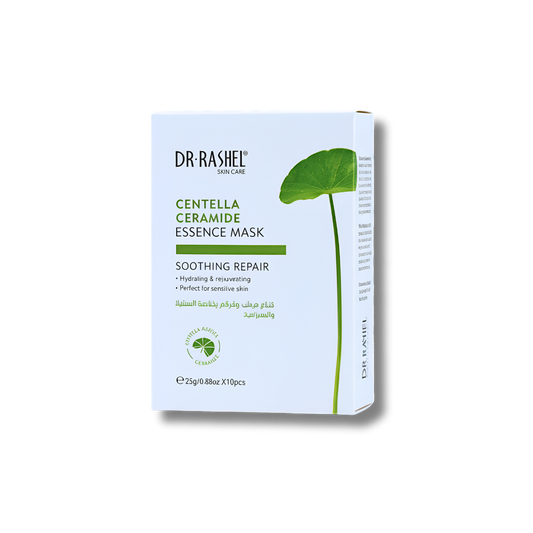 Caja de 10 mascarillas de tela DR RASHEL con centella y ceramidas