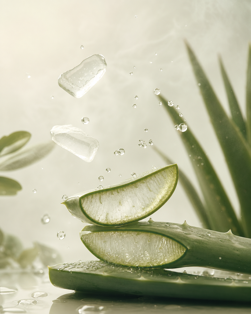 Aloe vera y gel transparente