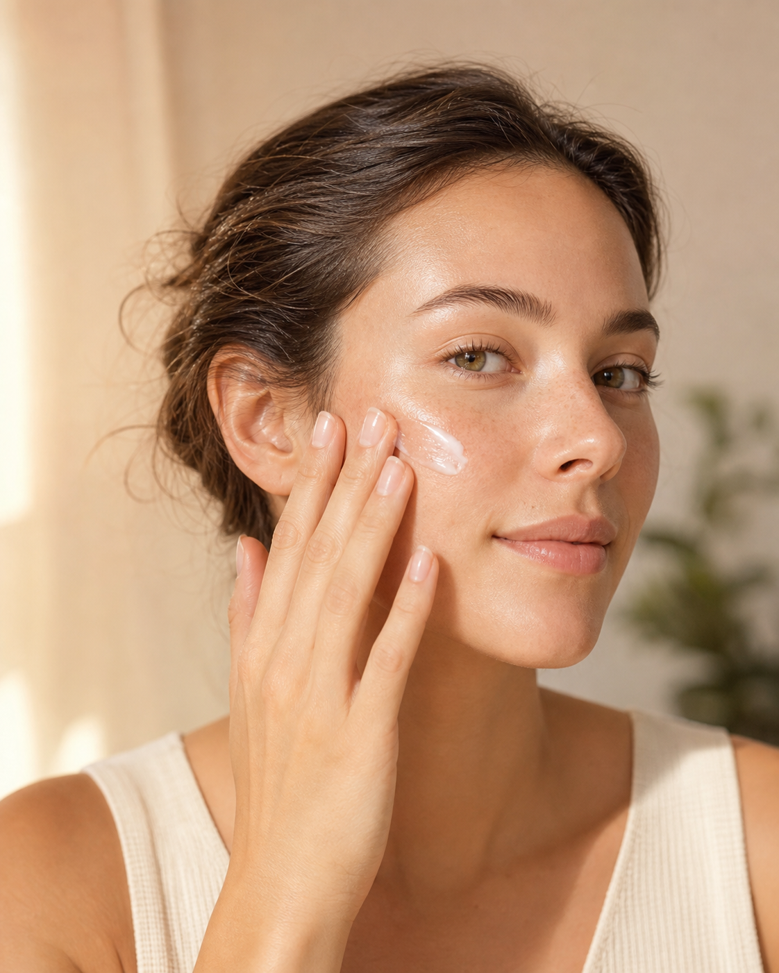 Aplicación de crema facial vitamina C