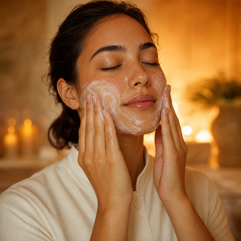 Masajear el limpiador de colágeno