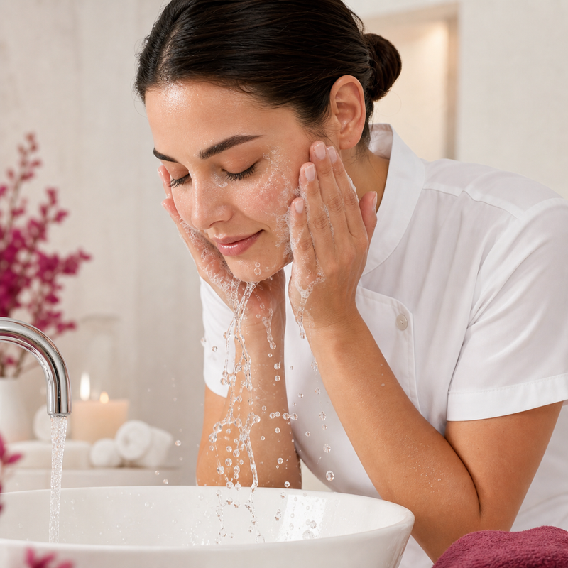 Enjuagar la espuma limpiadora facial