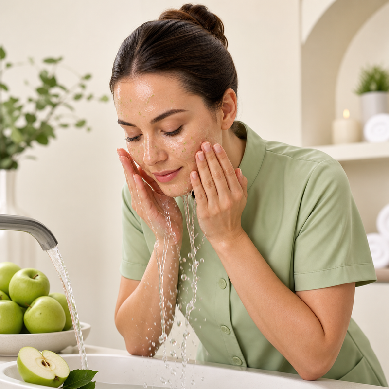 gel exfoliante manzana enjuagar