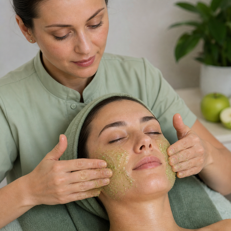 gel exfoliante manzana masajear