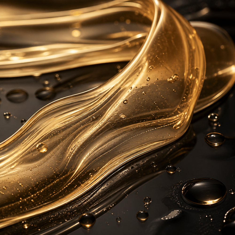 Textura dorada del sérum nocturno de colágeno