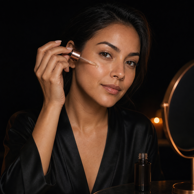 Rutina nocturna con sérum de retinol
