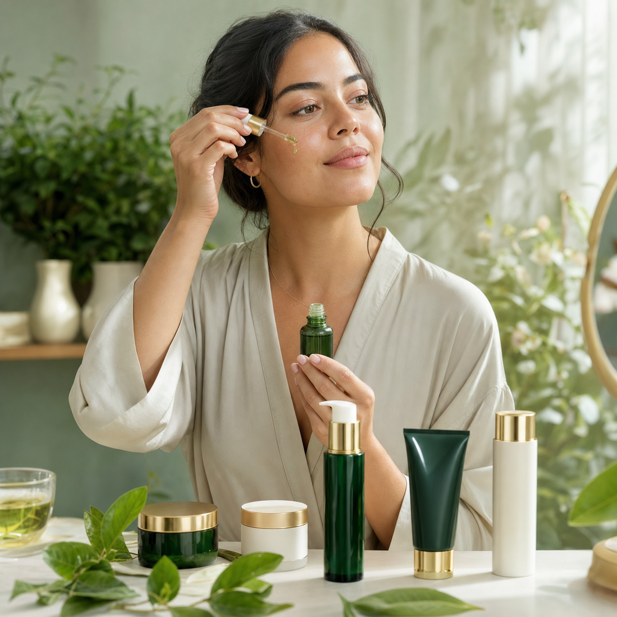 Rutina facial con té verde