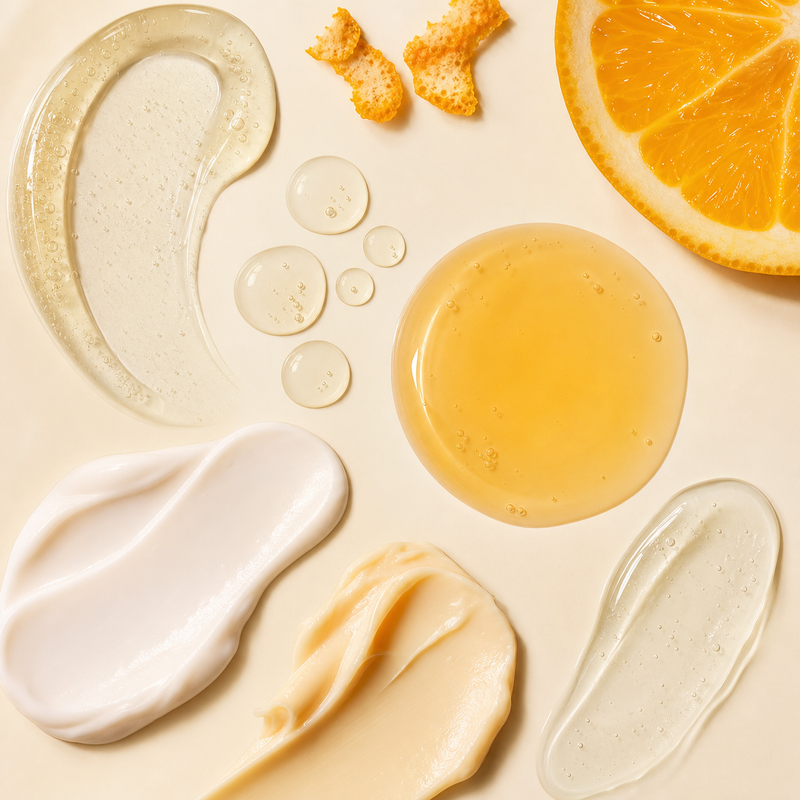 Texturas de rutina facial con vitamina C